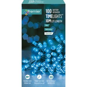 100 LED Time Lights Battery Operated BLUE