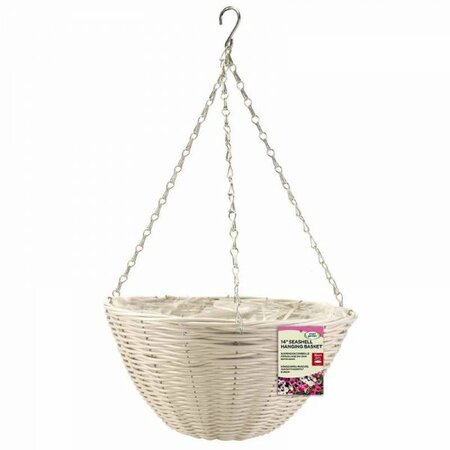 14in Seashell Faux Rattan Hanging Basket