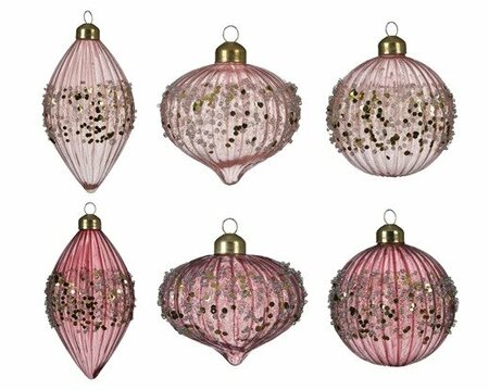 Bauble glass glitter border 6 assorted