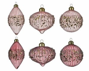 Bauble glass glitter border 6 assorted