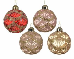 Bauble glass opaque color shiny -
enamel w glitter, spangels, beads
4colours assorted