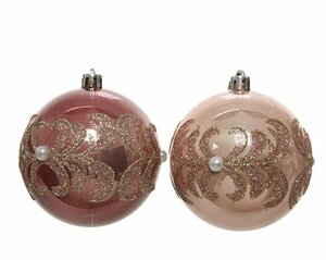 Bauble shatterproof enamel w pearl
w glitters 2colours assorted