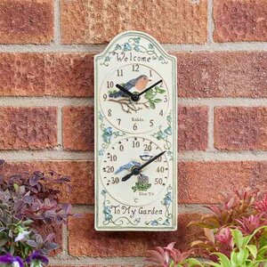 Birdberry Wall Clock & Thermometer