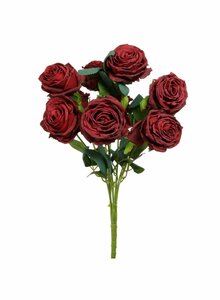 DRIED TOUCH LG RUBY ROSE BUNCH(10head) RED