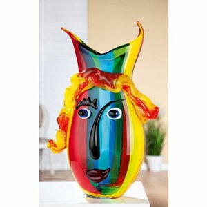 Glasart Design-Vase "Rainbow" colored, mouth-blown, dyed through face