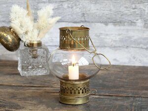 Lantern for short dinner candle Brass