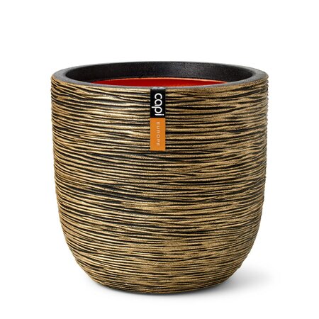 Planter ball Rib  black gold 43x41