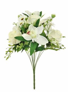 SILK ROSE AND ORCHID BUNCH IVORY