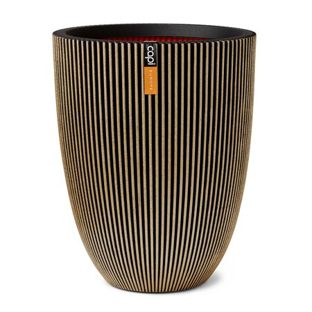 Vase elegant low Groove black gold 34x46